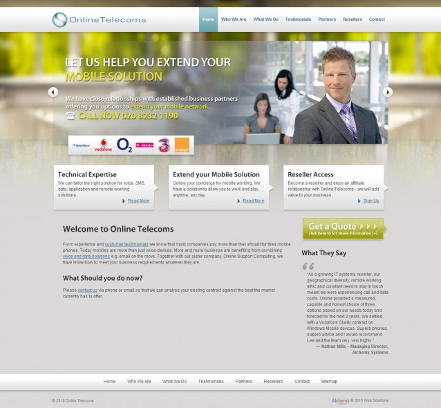 Online Telecoms - Home Page Screenshot